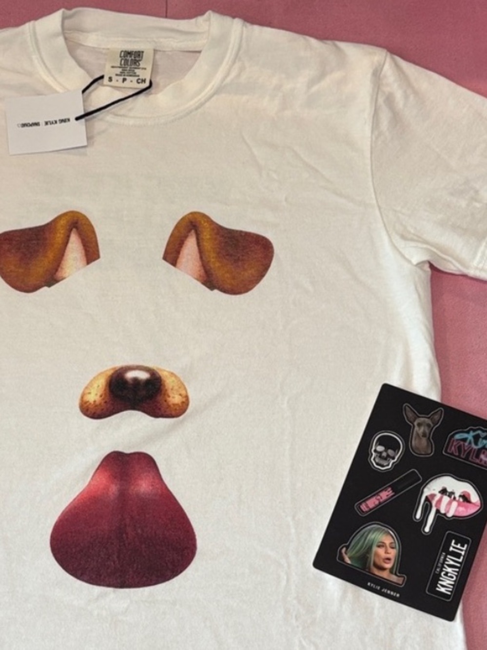 KING KYLIE Exclusive LA Pop Up Snapchat Tee & Stickers sheet